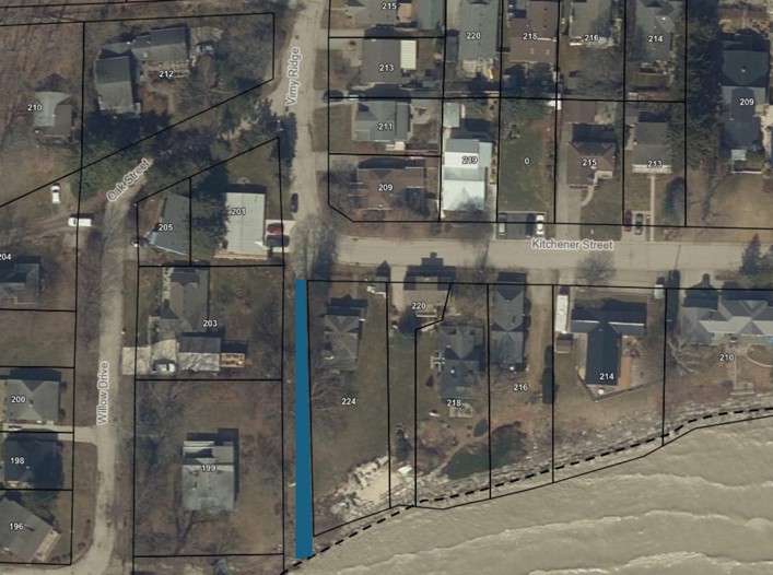 Map showing unopened portion of Vimy Ridge Street